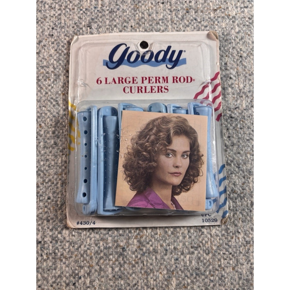VTG 1991 GOODY 1 Package (6)Blue Large Plastic Perm Rods Curlers Firm Curls NIP
